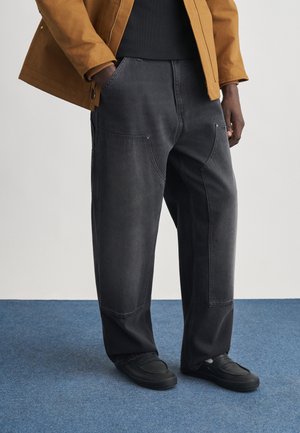 DOUBLE KNEE PANT  - Τζιν χαλαρής εφαρμογής - black  grind washed