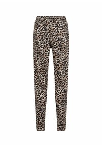 Leopardenmotiv-Hosen in Beige und Schwarz, mit elastischem Bund, schmal zulaufendem Bein und weichem Stoffgefühl.