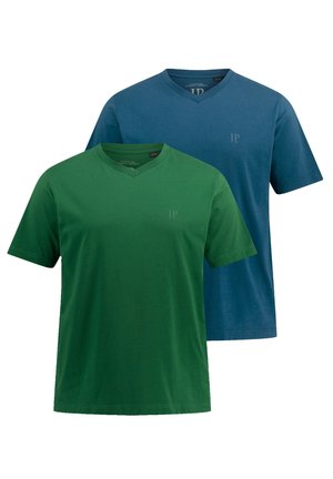 T-SHIRT 2ER PACK V-AUSSCHNIT HALBARM  - T-Shirt basic - dark green