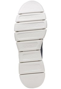 Weißer Gummi-Außensohle mit strukturierter Oberfläche, mehreren Rillen für Traktion, mit erhabenem Logo und glatten Kanten für Komfort.