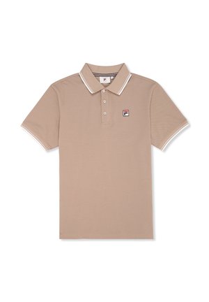 Paita polo värviga taupe tekstuurse kangaga. Omab kahe nööbiga avamist, lühikesi varrukaid ja kontrastset valget kraed. Logo rinnal.