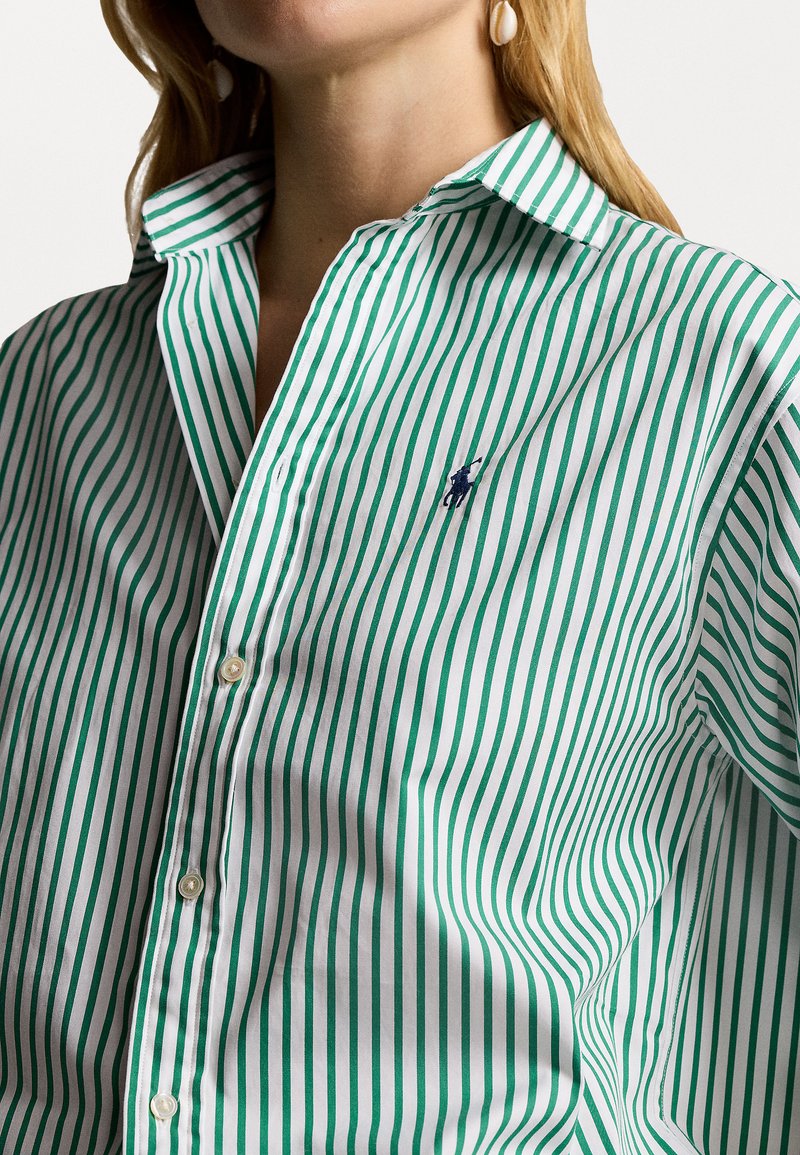 Polo Ralph Lauren RELAXED FIT STRIPED COTTON SHIRT - Button-down blouse -  white/bay green/green - Zalando.ie