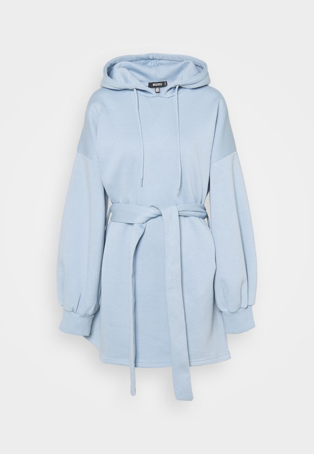 HOOD MINI DRESS TIEBELT - Freizeitkleid - slate blue