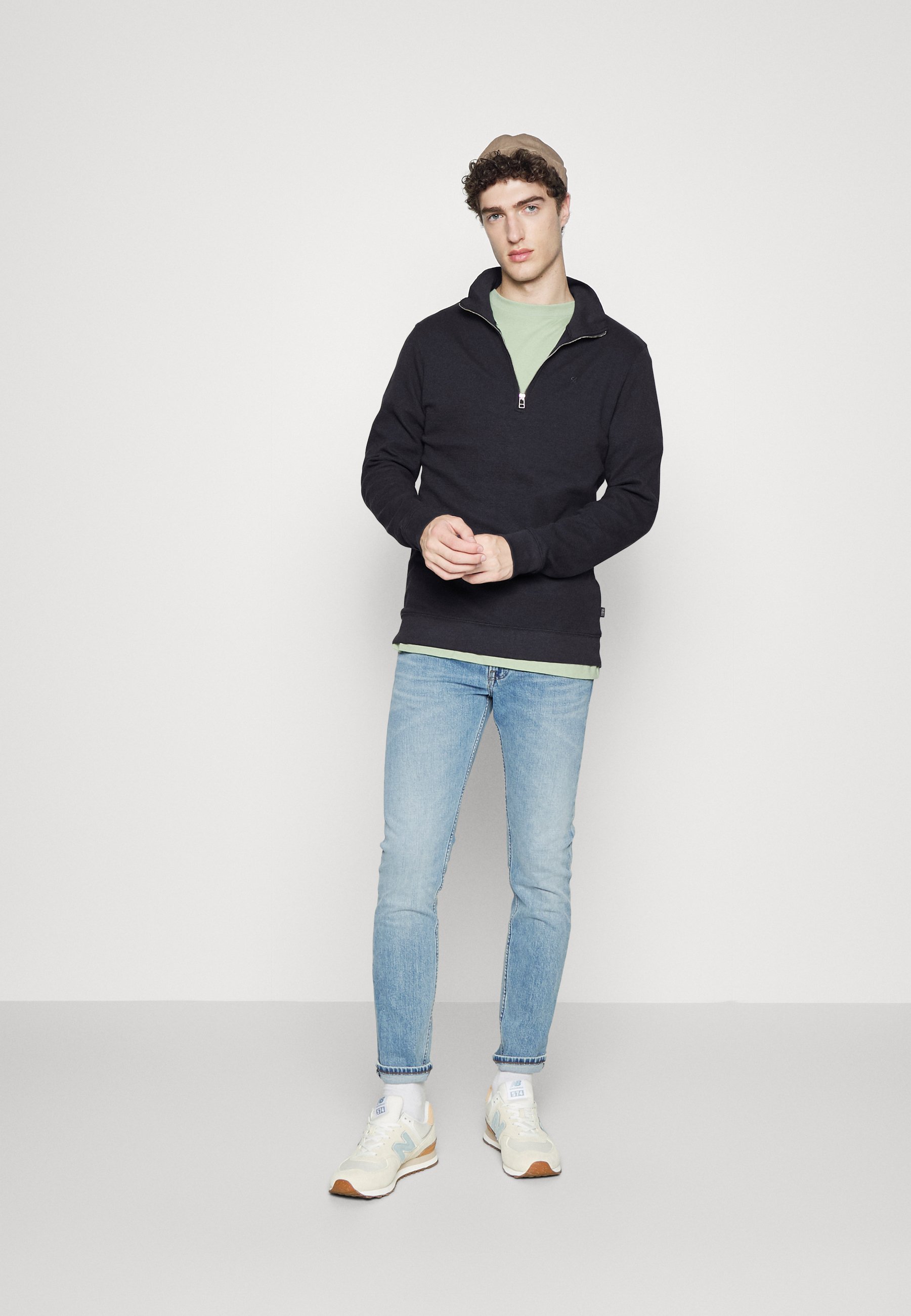 Casual Friday CFSEBASTIAN WAFFLE HALFZIP SWEATSHIR - Sweter