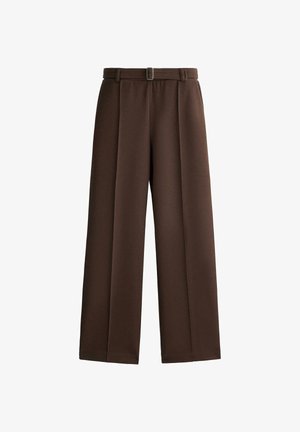 OYSHO, LOW-RISE SLIM PIQUE TROUSERS - Nohavice - mottled light brown