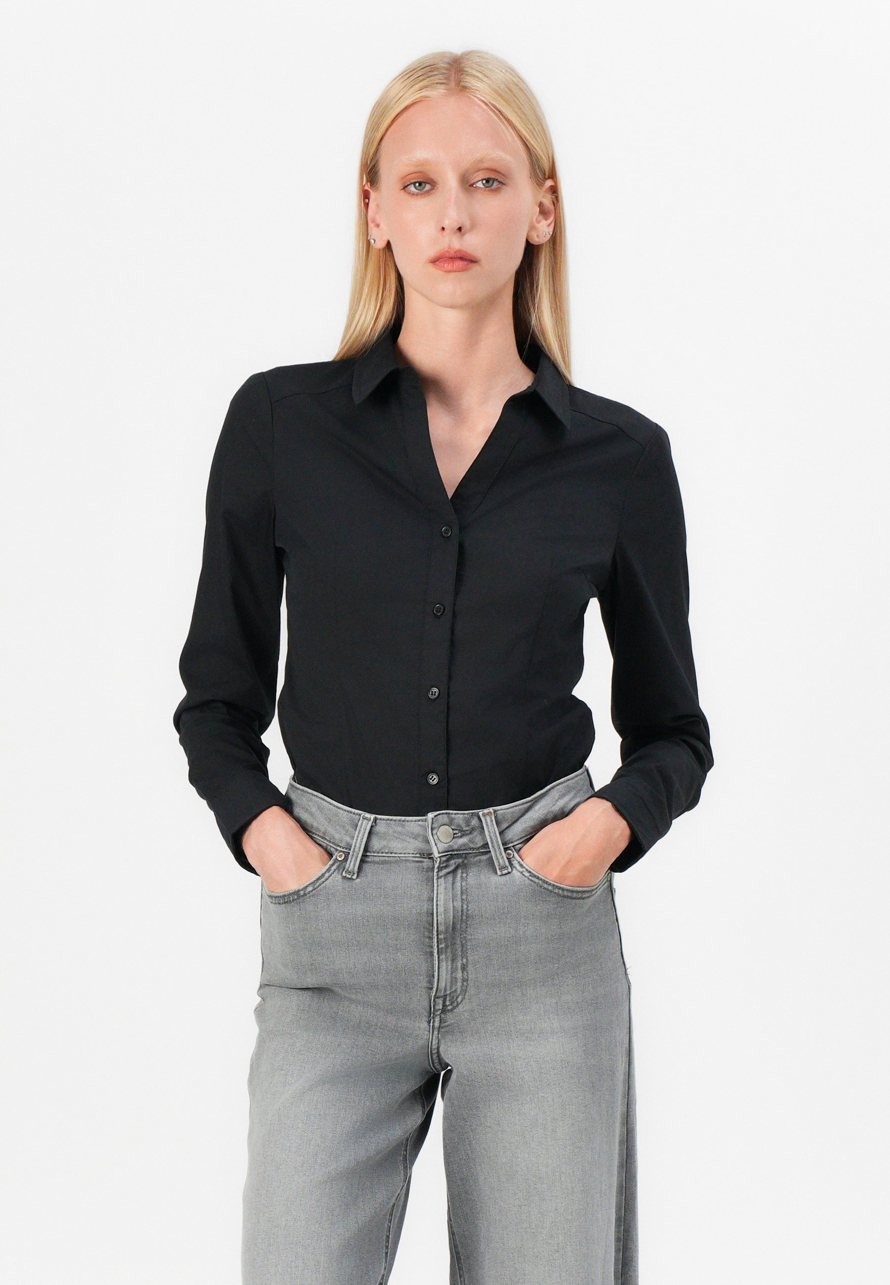 Vero Moda VMLADY STRING SHIRT - Button-down blouse - black