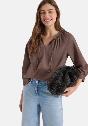 Cecil, 3/4-ARM BLUSE MIT SPLIT NECK IN UNIFARBE - Blouse - urban taupe