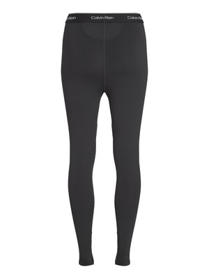 Leggings negre din material elastic, cu un design ajustat. Au un talie cu logo și o textură netedă. Fără modele vizibile.