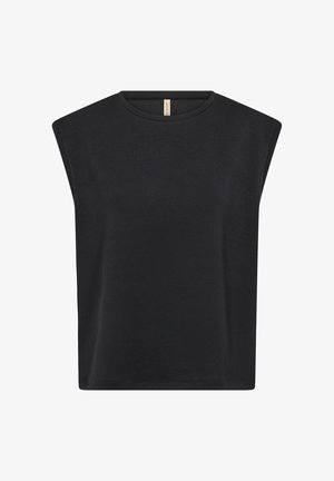 Svart ärmlös topp i mjukt tyg med avslappnad passform, med rund halsringning och minimalistisk design utan utsmyckningar.