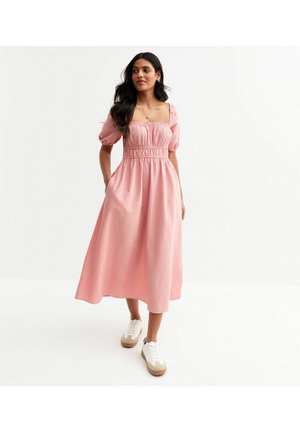 New Look PUFF SLEEVE MIDI - Day dress - mid pink