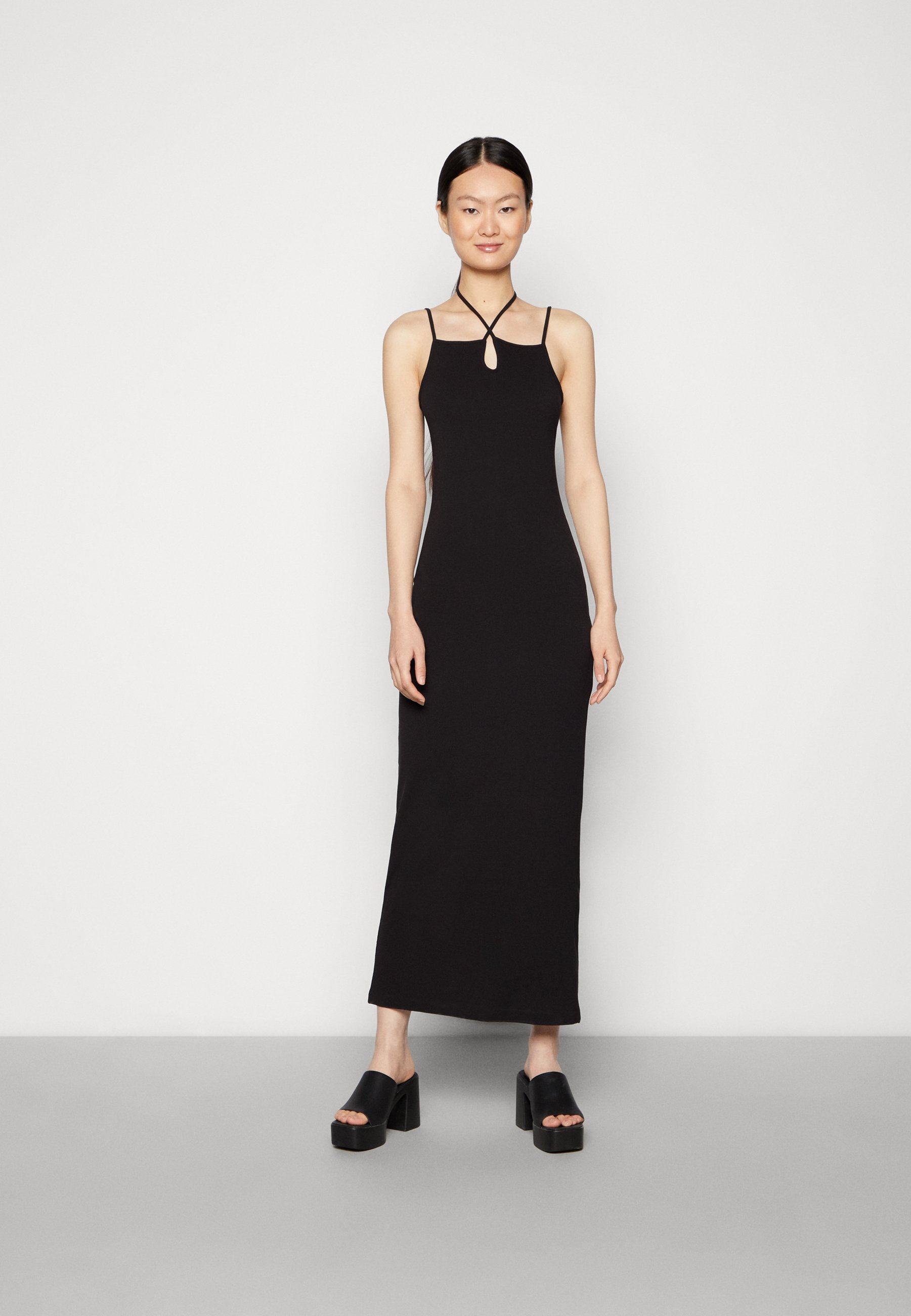 Weekday Nina Halter Dress Maxi Dress, Women's, Size: Large, Black