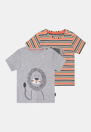 2 PACK - Camiseta estampada - mottled grey/orange