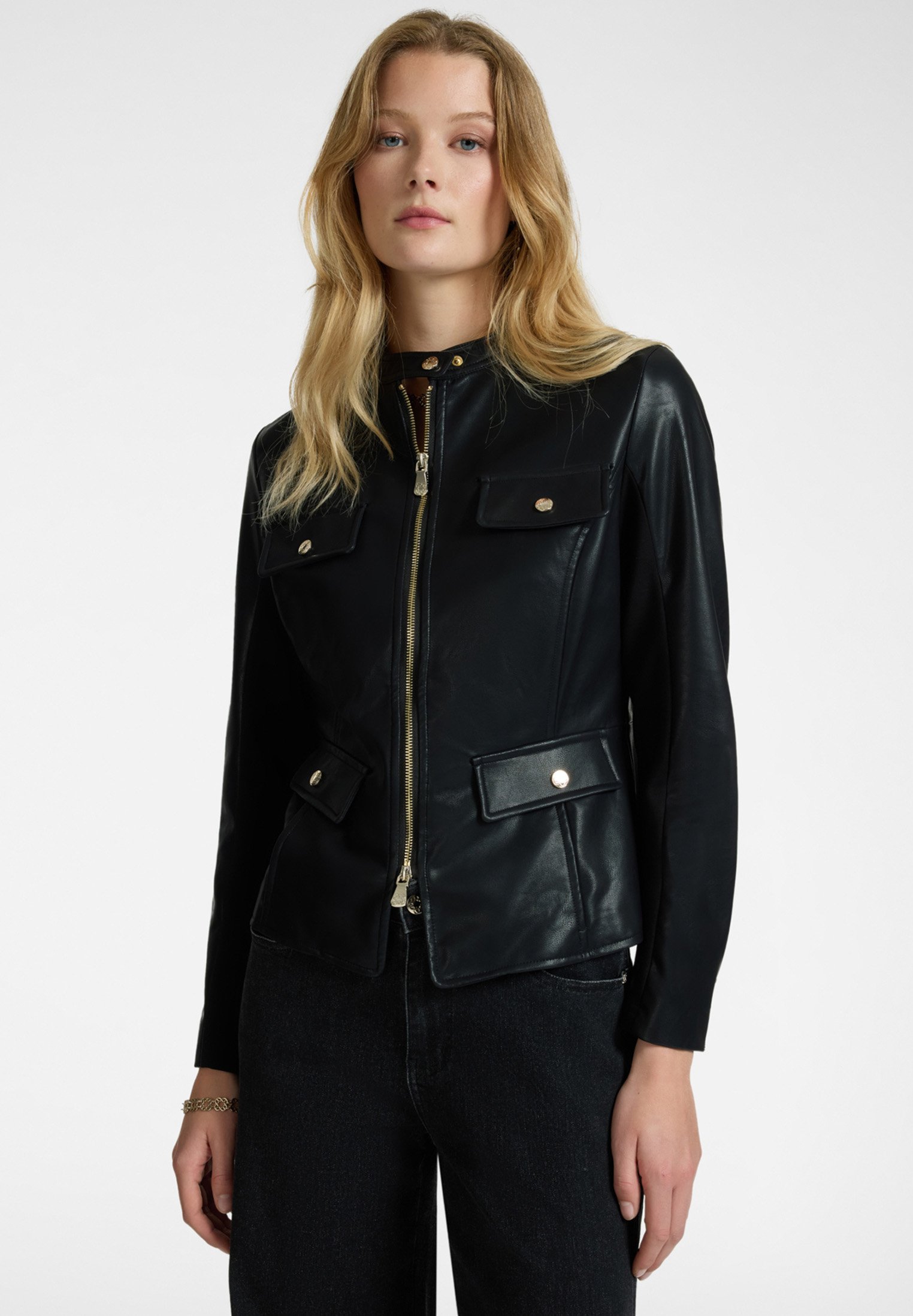 Veste Femme ELENA MIRÒ - Demi-manche, Non Doublée, 97% Coton 3% Élasthanne, Noir