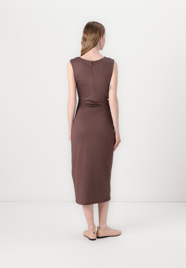 MARQUIS RUCHED CUT OUT MIDI DRESS - Jersey dress - chocolate3