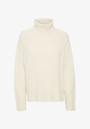 Kreemjat turtleneck-sviiter pehmest, tekstureeritud kangast. Omab raglanvarrukaid ning soonikkoes mansette ja allääri. Klassikaline, mugav istuvus.