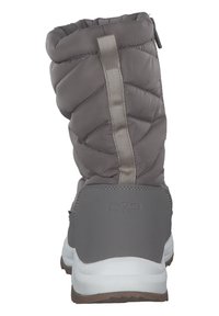 Grijze gewatteerde winterlaars met een gevoerde schacht, ritssluiting aan de achterkant en een rubberen outsole. Heeft een gestructureerd paneel en logo-detail op de hiel.