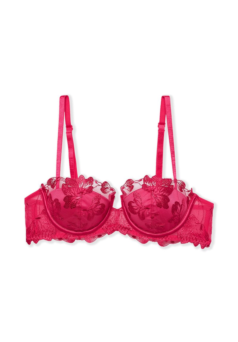 Soutien-gorge Balconnet Etam FR85D (EU70D) à Pois Bleu Foncé Et Rouge Bordeaux - Neuf Avec étiquettes