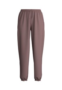 Sweatpants in einem gedämpften Mauve-Ton, mit elastischem Bund, Seitentaschen und elastischen Bündchen an den Knöcheln. Glatte Textur.