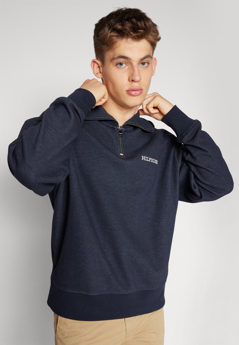 Tommy Hilfiger MONOTYPE HONEYCOMB 1/4 ZIP - Sweatshirt - desert 