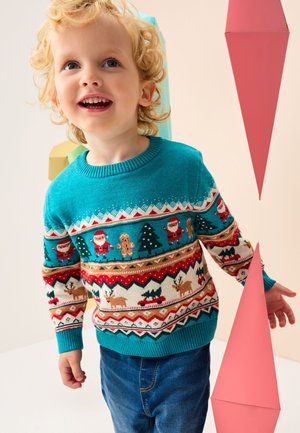 Next, Svetrík - teal blue fairisle