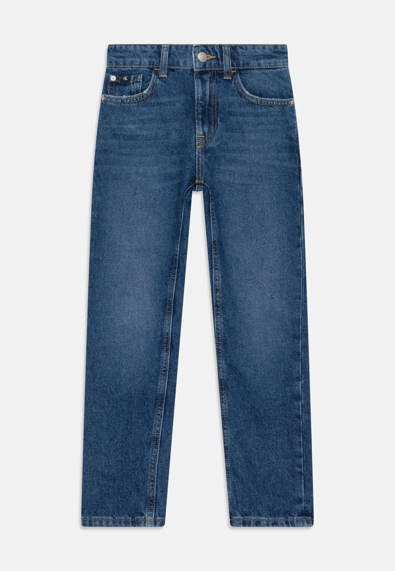 Blå denim jeans med rak passform, som har fem fickor, knappstängning och subtila sömdetaljer. Standard midjehöjd.
