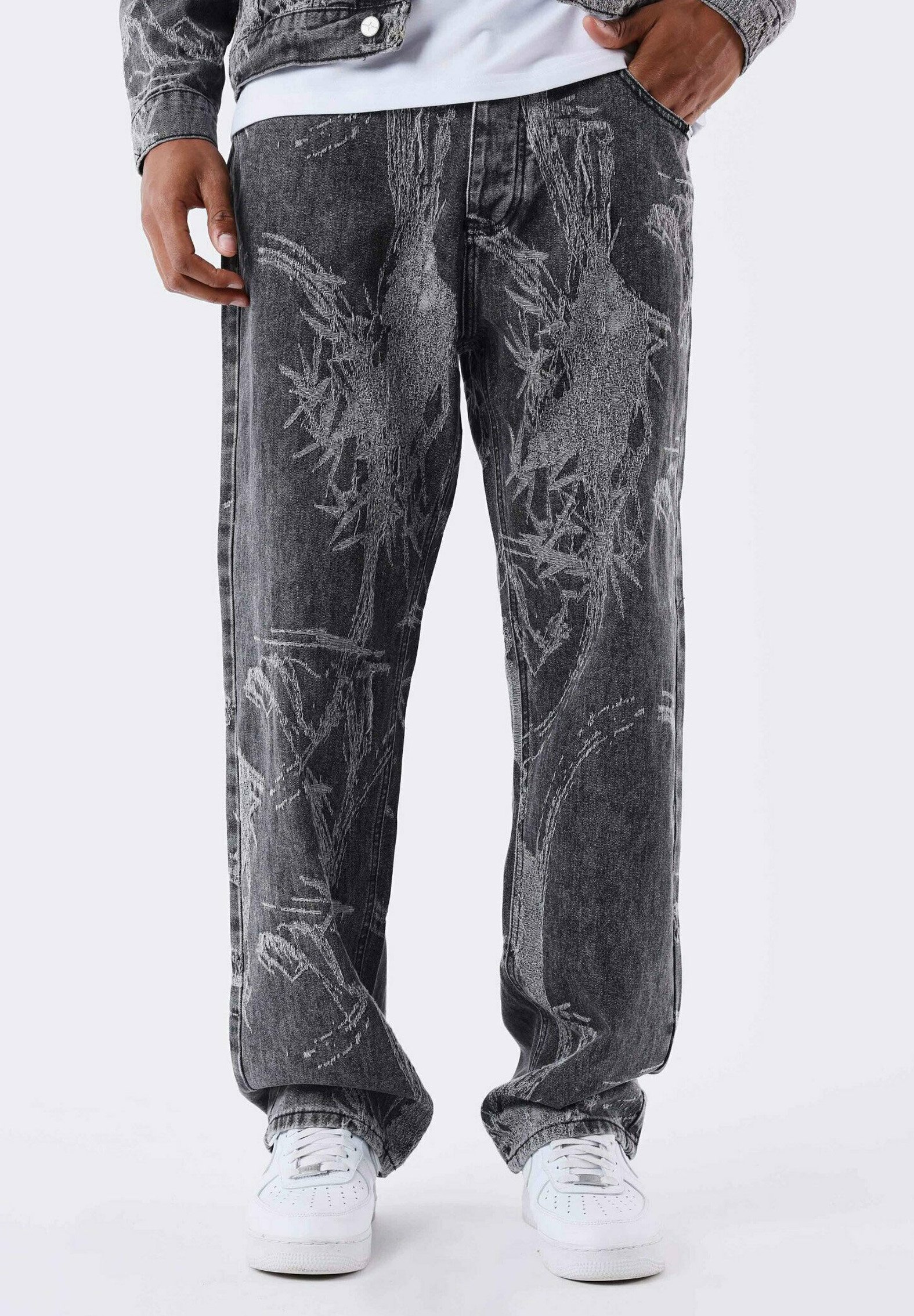 Project X Paris MOTIF VÉGÉTAL - Jean droit - gris/stone - ZALANDO.FR