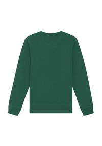 Groene sweatshirt met ronde hals in een effen tint, met lange mouwen, geribbelde manchetten en een gladde, gematteerde afwerking. Geen zichtbare graphics of patronen.