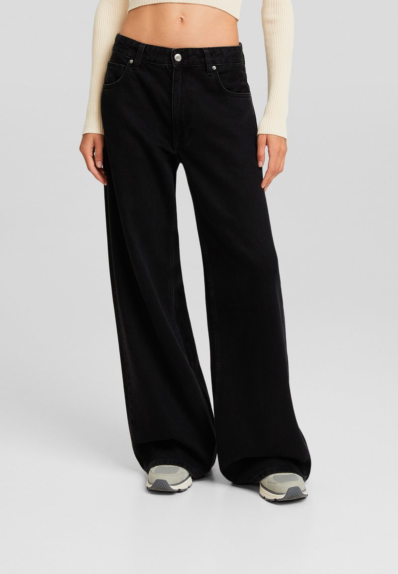 Bershka WIDE Flared Jeans Black Zalando ie bershka-wide-flared-jeans-black-zalando-ie