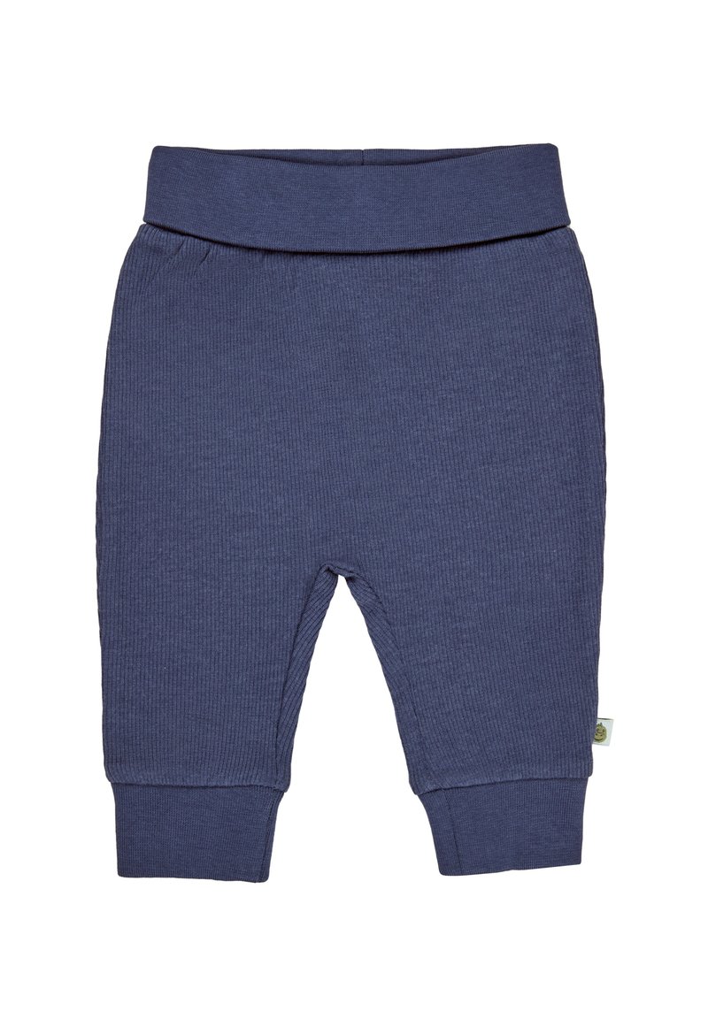 Navyschwarze, gerippte Kleinkindhosen mit einem elastischen Bund und Knöchelabschlüssen. Weicher Stoff, entworfen für Komfort und Bewegungsfreiheit.