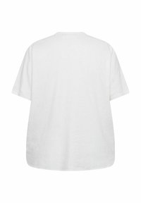Hvid kortærmet t-shirt med rund hals, lavet af let materiale, der har en afslappet pasform og glat tekstur, uden synlige mønstre eller detaljer.