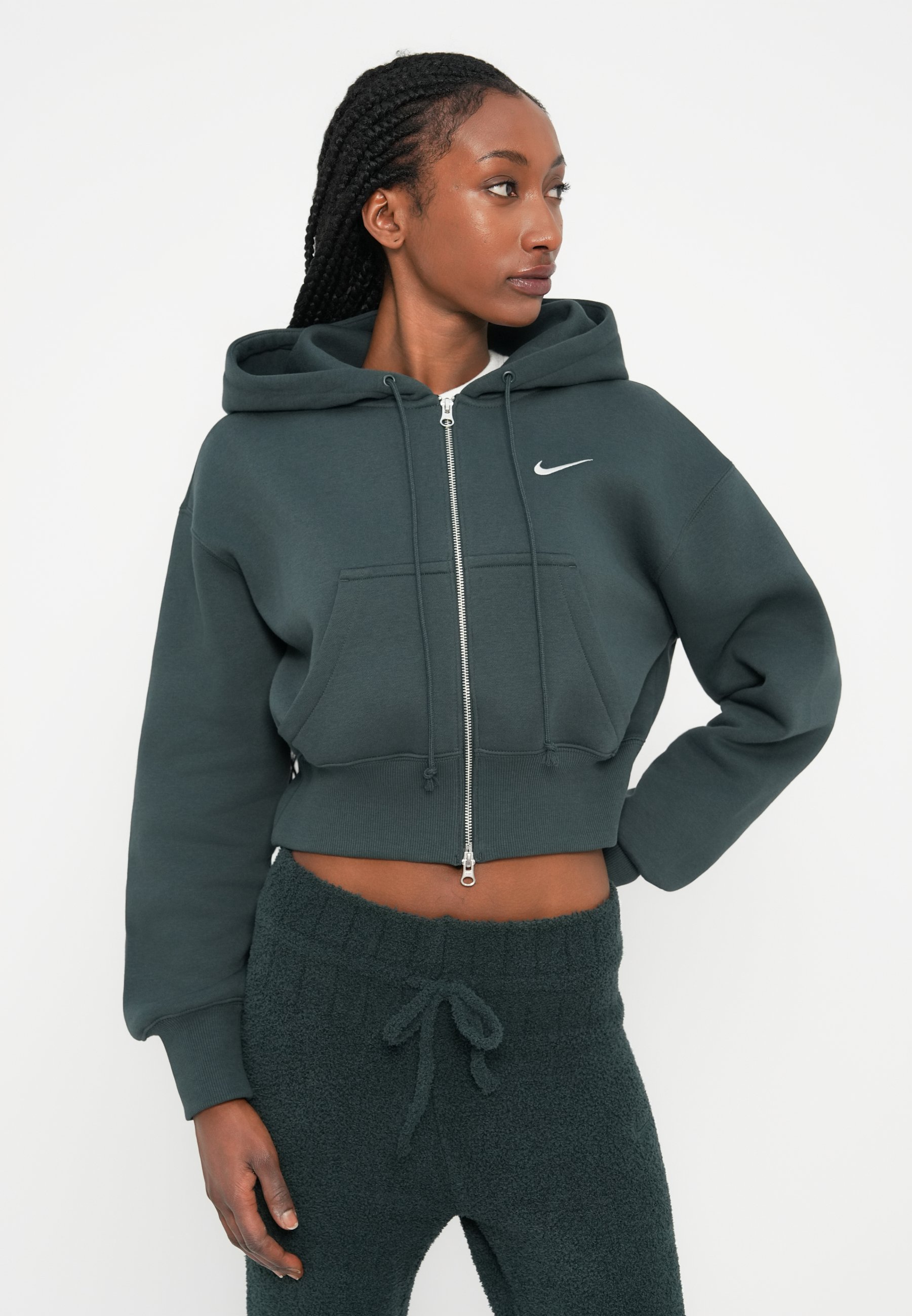 Nike Sportswear CROP - Sweat zippé - seaweed/sail/vert sapin - ZALANDO