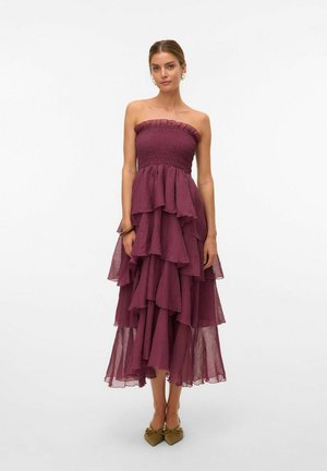 VMDELILAH SMOCK RUFFLE - Festklänning - burgundy