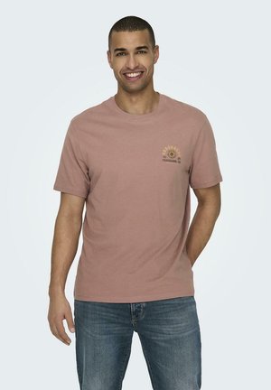 Only & Sons 2ER-SET RUNDHALS KURZARM - Print T-shirt - beige rot