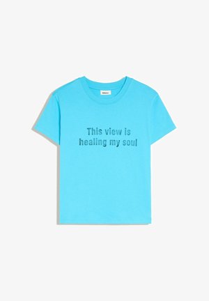 Bershka, PRINT T-SHIRT - Print T-shirt - dark blue