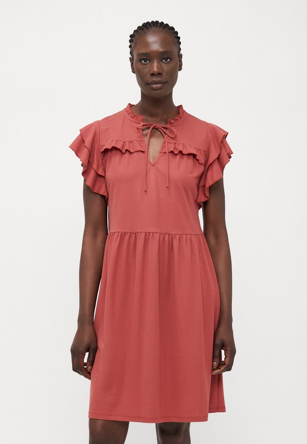 VMANINA SHORT FRILL DRESS - Jerseykleid - marsala