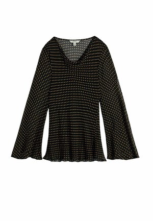 REGULAR FIT - SHAWL COLLAR MICRO PRINT FLOWY - Camicetta - black