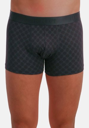Černé boxerky z měkké tkaniny s geometrickým vzorem v tmavším odstínu. Elastický pas s vyraženým logem.