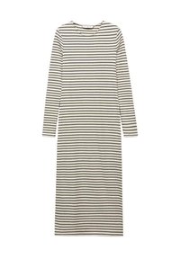 Raidallinen pitkähihaiseksi mekko, valmistettu kerma- ja mustasta puuvillasta. Mekossa on pyöreä pääntie ja suora siluetti, joka ulottuu polven alapuolelle.