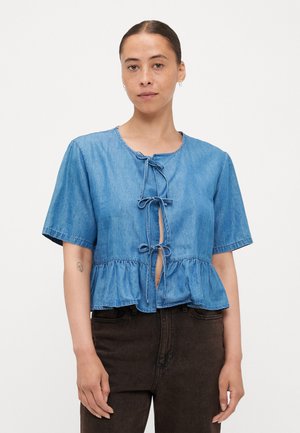 ONLBEA BOW SHIRT - Blouse - medium blue denim