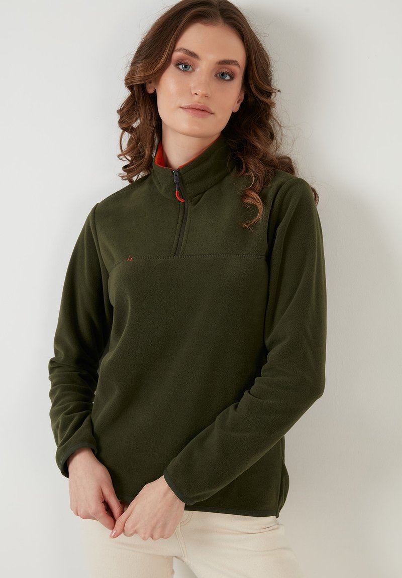 LELA HIGH COLLAR - Polárpulóver - khaki