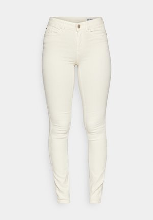 Skinny jeans in crèmekleur, gemaakt van een katoenmix, met vijf zakken, een ritssluiting en subtiele stikseldetails.
