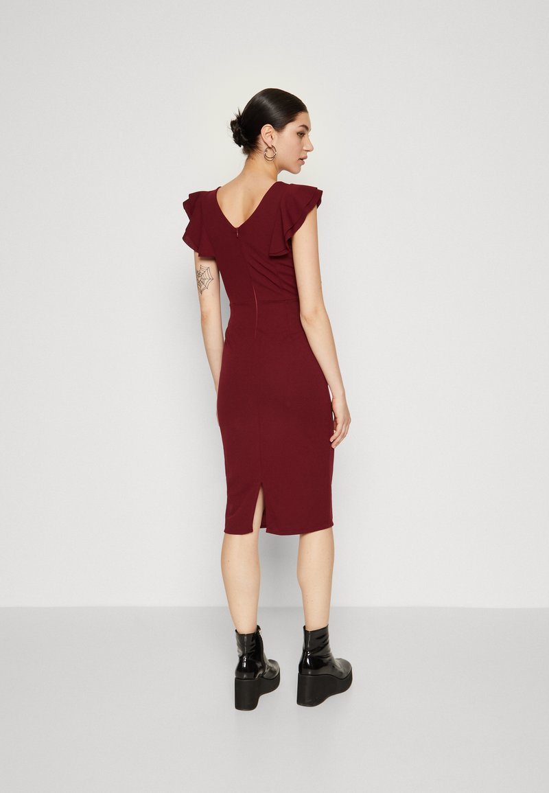 WAL G. ALESSIA FRILL SLEEVE MIDI DRESS - Cocktail dress / Party dress -  wine/bordeaux - Zalando.ie