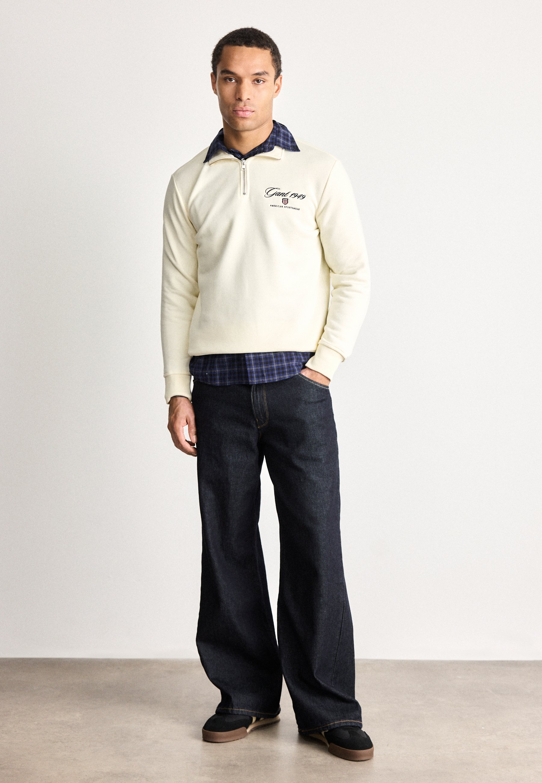 GANT GRAPHIC HALF ZIP - Sweatshirt - cream/off-white - Zalando.co.uk