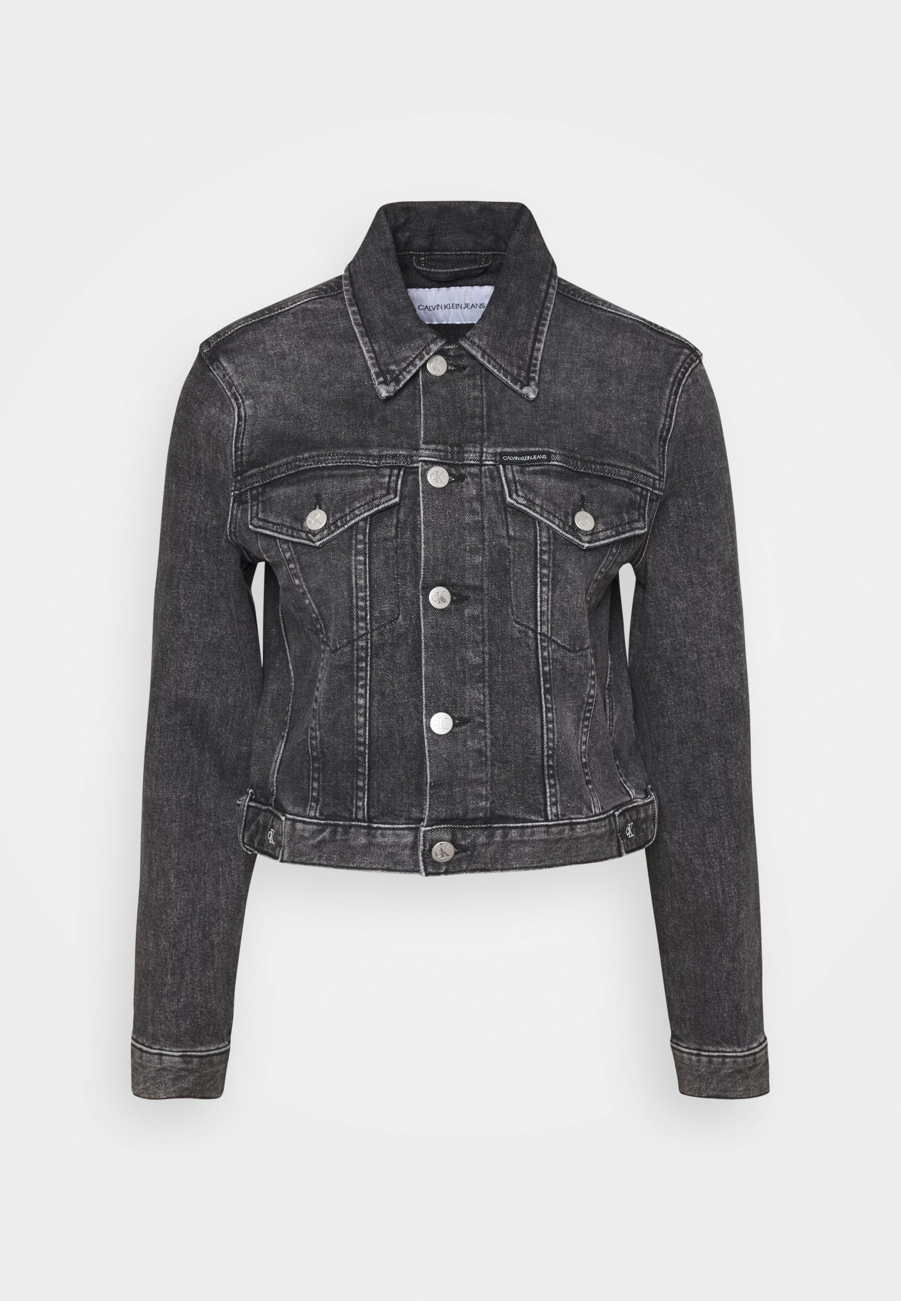 grey denim crop jacket