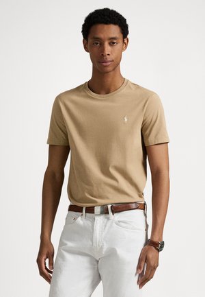 CUSTOM SLIM FIT JERSEY CREWNECK T-SHIRT - Základné tričko - cafe tan