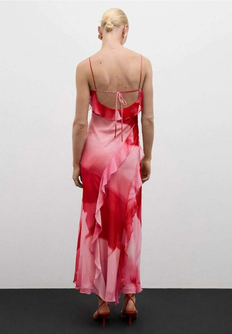 mango pink silk dress Victoria Beckham x Mango + Godets Dress with Decorative Stitching