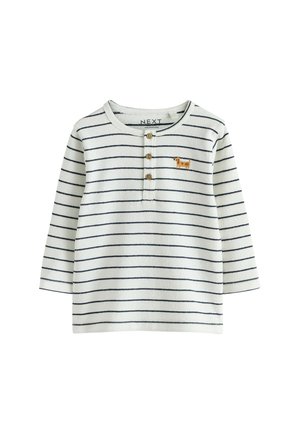 Next, LONG SLEEVE HENLEY NECK T-SHIRT STANDARD. - Langarmshirt - navy white dog embroidered stripe
