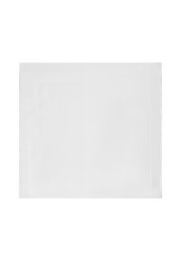 Bílý obdélníkový prostírání z látky s jemnou tkanou texturou a lemovaným designem s čistým, minimalistickým vzhledem.