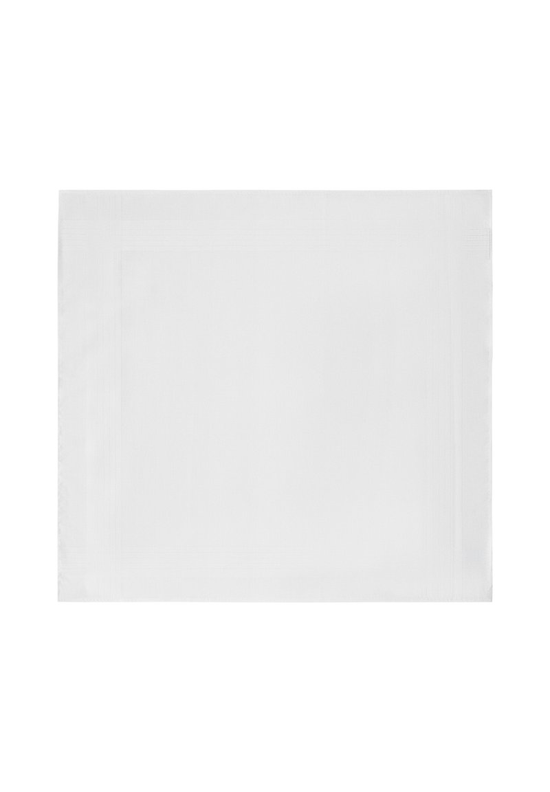 Bílý obdélníkový prostírání z látky s jemnou tkanou texturou a lemovaným designem s čistým, minimalistickým vzhledem.