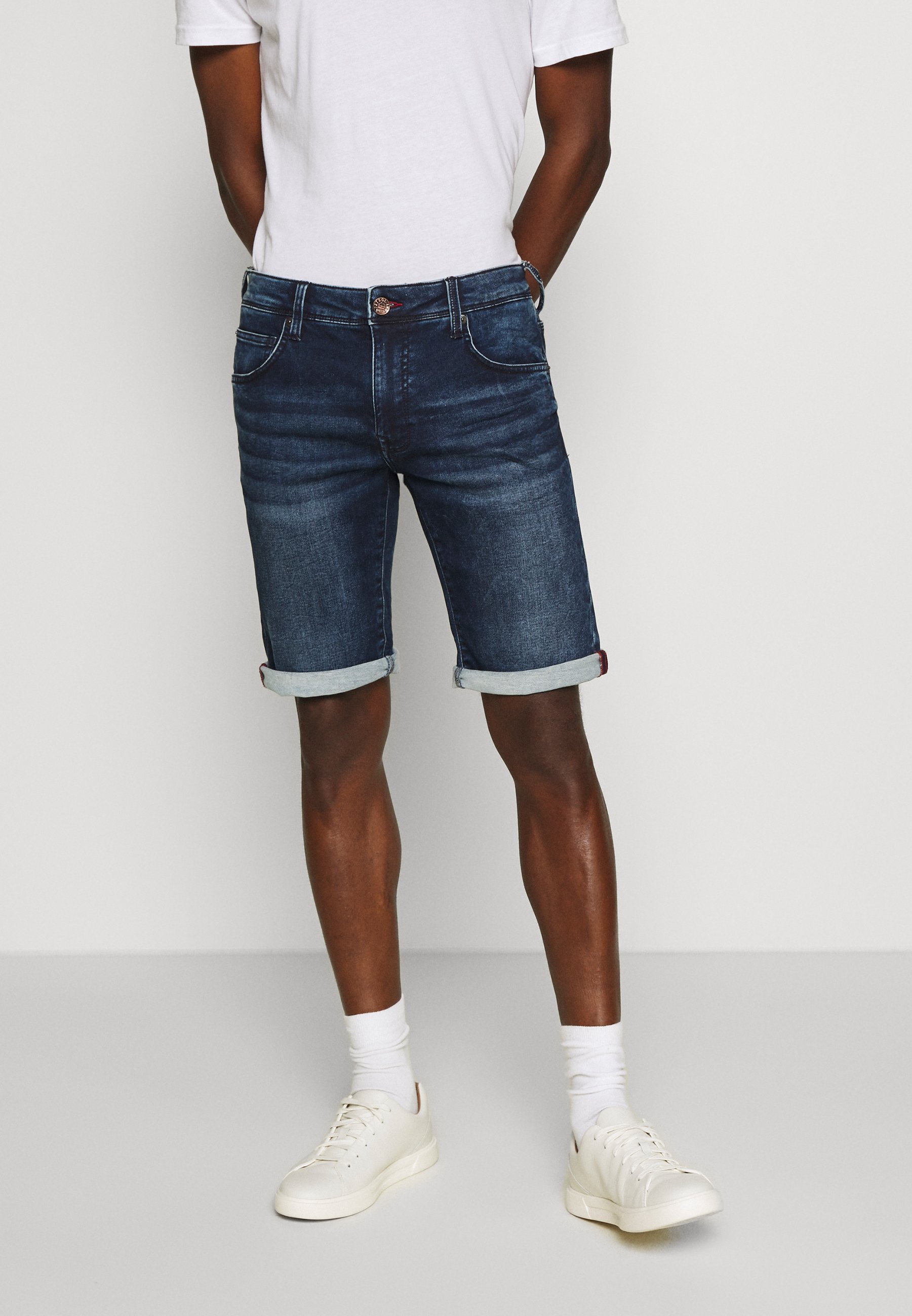 Short En Jean Homme RED BRIDGE - Bermuda Décontracté - Taille Genou - Coupe 5 Poches - Élastique Pour Confort
